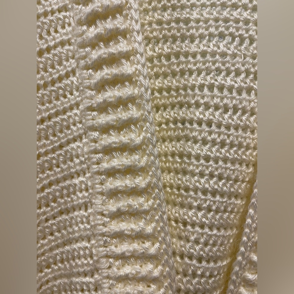 Handmade Cream Chunky Knit Cardigan Crochet Sweater with Pockets ptp 20.5 - Picture 7 of 13
